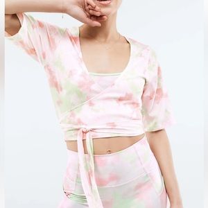 Fabletics NWT tie dye wrap crop top